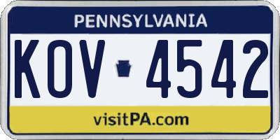 PA license plate KOV4542