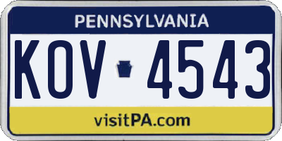 PA license plate KOV4543