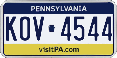 PA license plate KOV4544