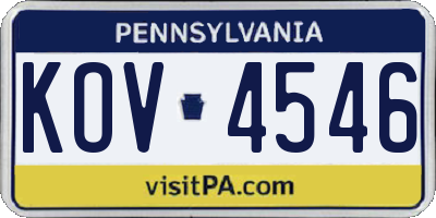 PA license plate KOV4546