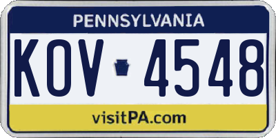 PA license plate KOV4548