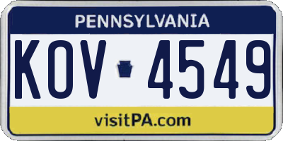 PA license plate KOV4549