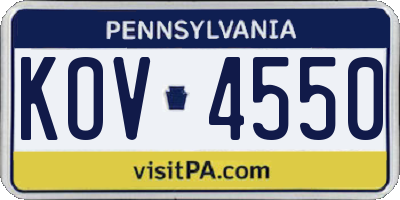 PA license plate KOV4550