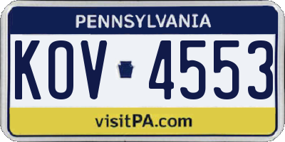 PA license plate KOV4553