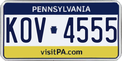 PA license plate KOV4555