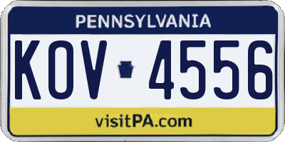 PA license plate KOV4556