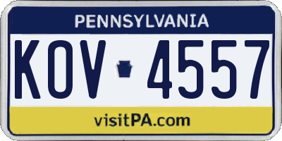 PA license plate KOV4557