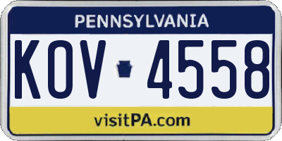 PA license plate KOV4558