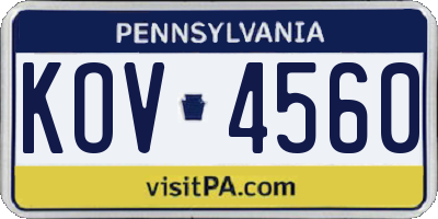 PA license plate KOV4560