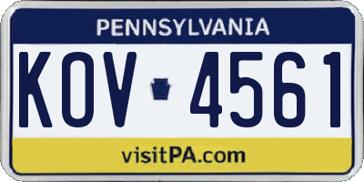 PA license plate KOV4561