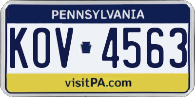 PA license plate KOV4563
