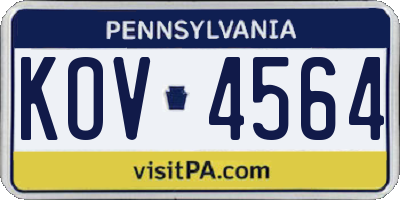 PA license plate KOV4564