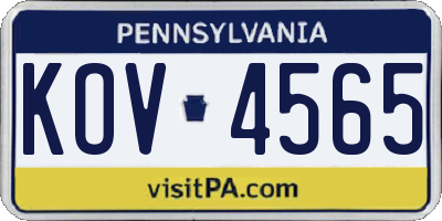 PA license plate KOV4565