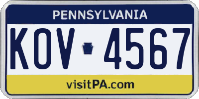 PA license plate KOV4567