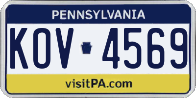 PA license plate KOV4569