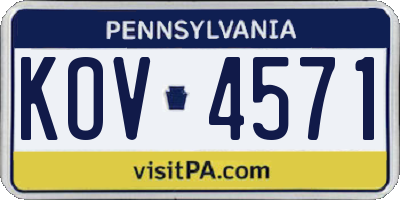 PA license plate KOV4571