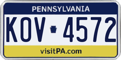 PA license plate KOV4572
