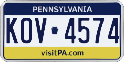 PA license plate KOV4574