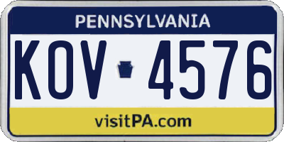 PA license plate KOV4576