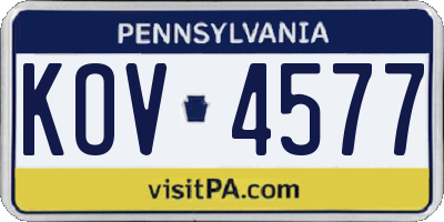 PA license plate KOV4577