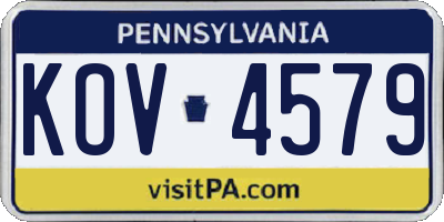 PA license plate KOV4579