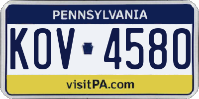 PA license plate KOV4580