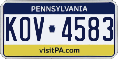 PA license plate KOV4583