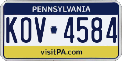 PA license plate KOV4584