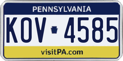 PA license plate KOV4585