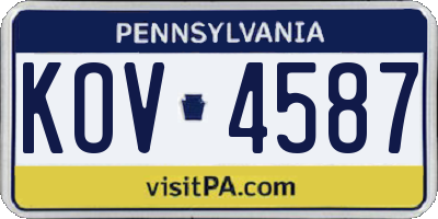 PA license plate KOV4587