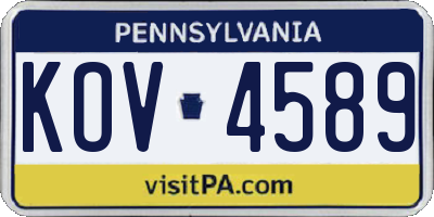 PA license plate KOV4589