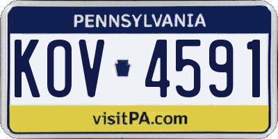 PA license plate KOV4591