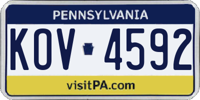 PA license plate KOV4592
