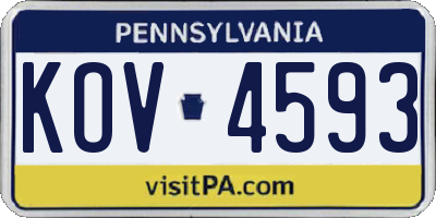 PA license plate KOV4593