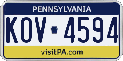 PA license plate KOV4594
