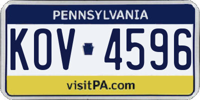 PA license plate KOV4596
