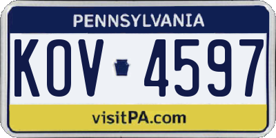PA license plate KOV4597