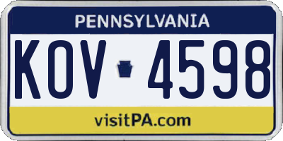 PA license plate KOV4598