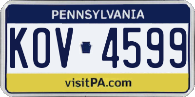 PA license plate KOV4599