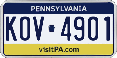 PA license plate KOV4901