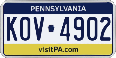 PA license plate KOV4902