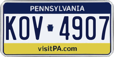 PA license plate KOV4907