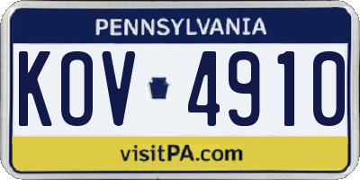 PA license plate KOV4910