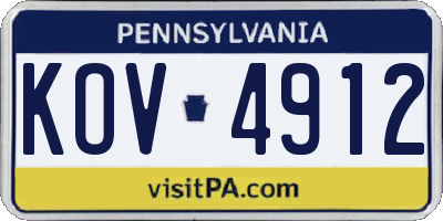 PA license plate KOV4912