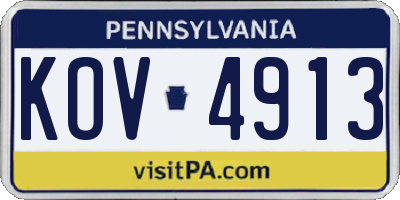 PA license plate KOV4913