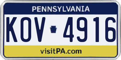 PA license plate KOV4916