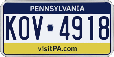 PA license plate KOV4918