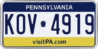 PA license plate KOV4919