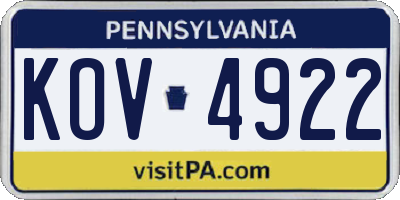 PA license plate KOV4922