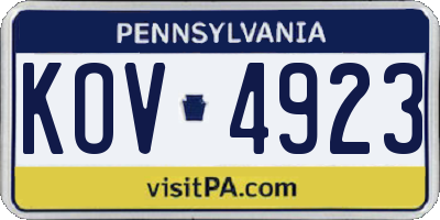 PA license plate KOV4923